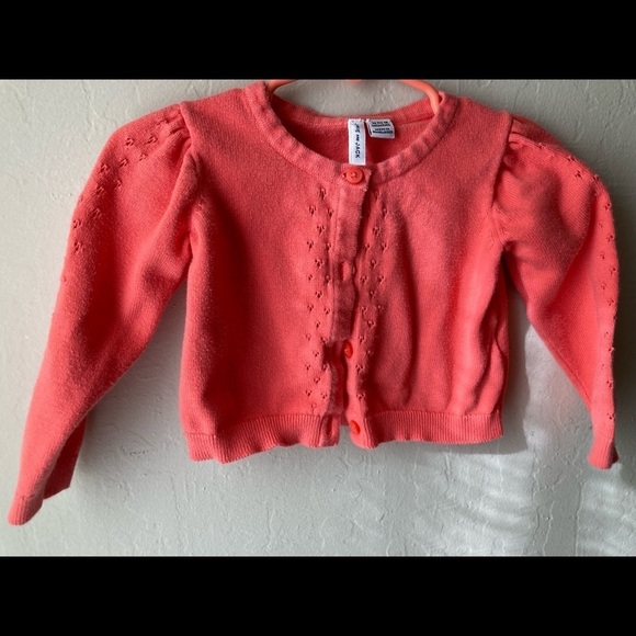Janie and Jack Cropped pink eyelet cardigan - Picture 2 of 2